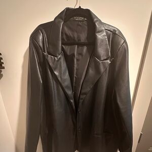 Black faux leather blazer